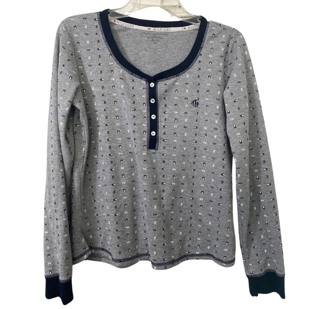 Tommy Hilfiger Gray Long Sleeve Sleepwear Pajama Top